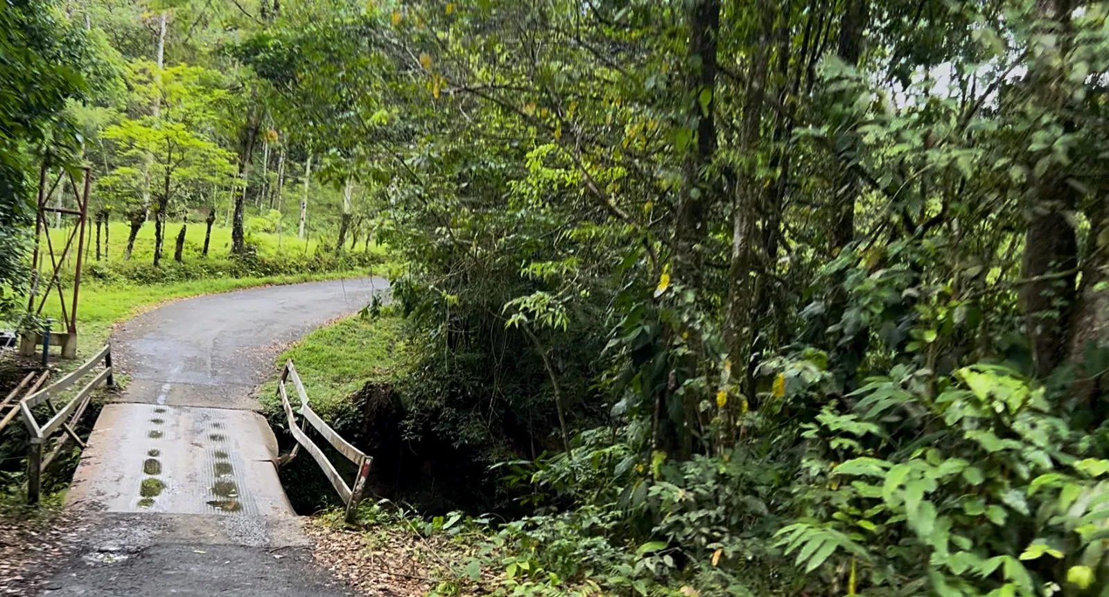 One-lane bridge on a quiet jungle back road near La Fortuna